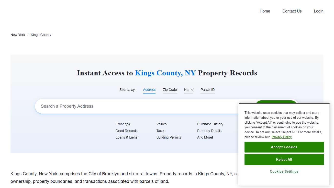 Kings County, NY Property Records Owners, Deeds, Permits
